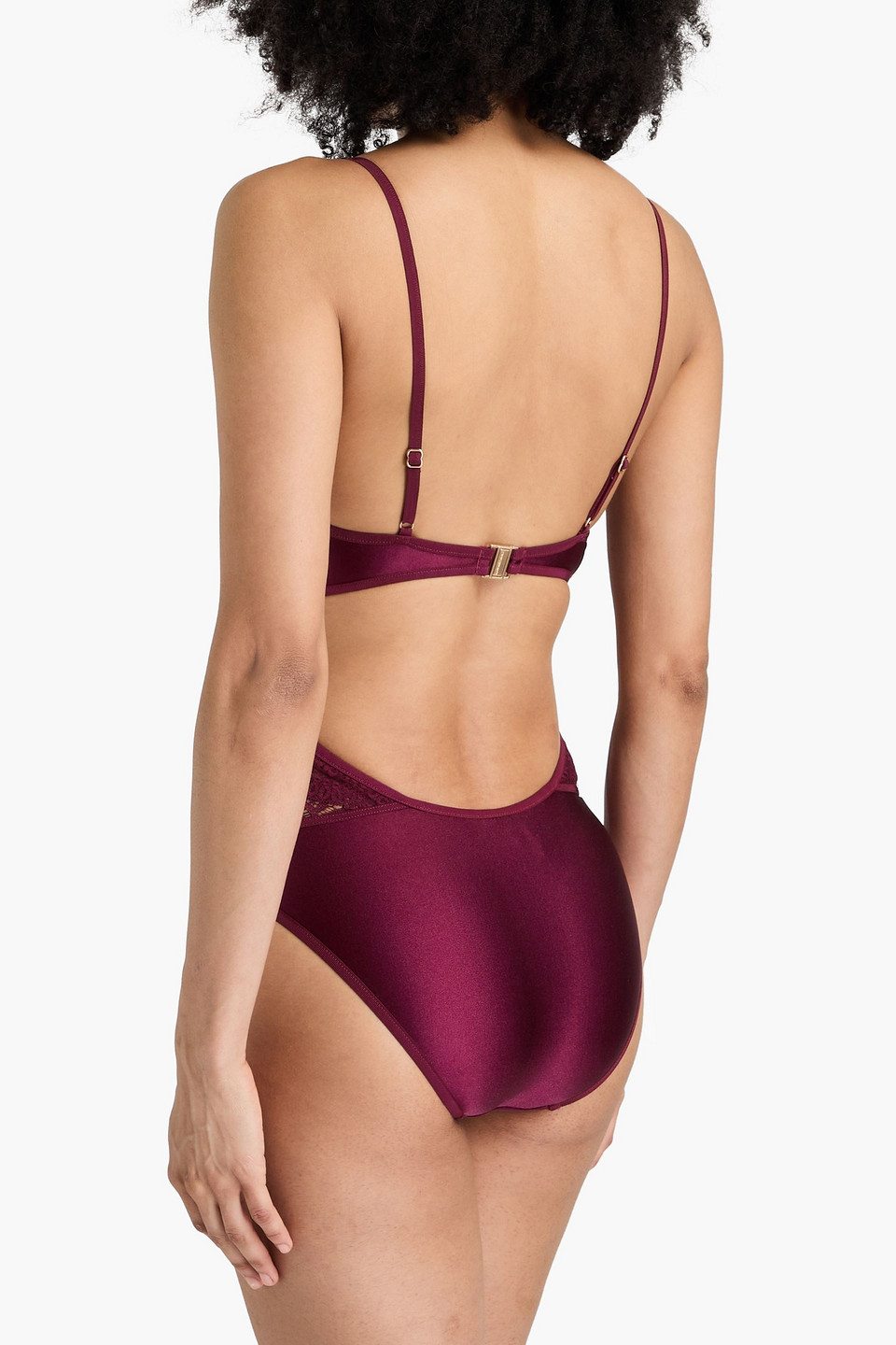 Zimmermann Cutout Stretch-lace Swimsuit In Burgunderrot