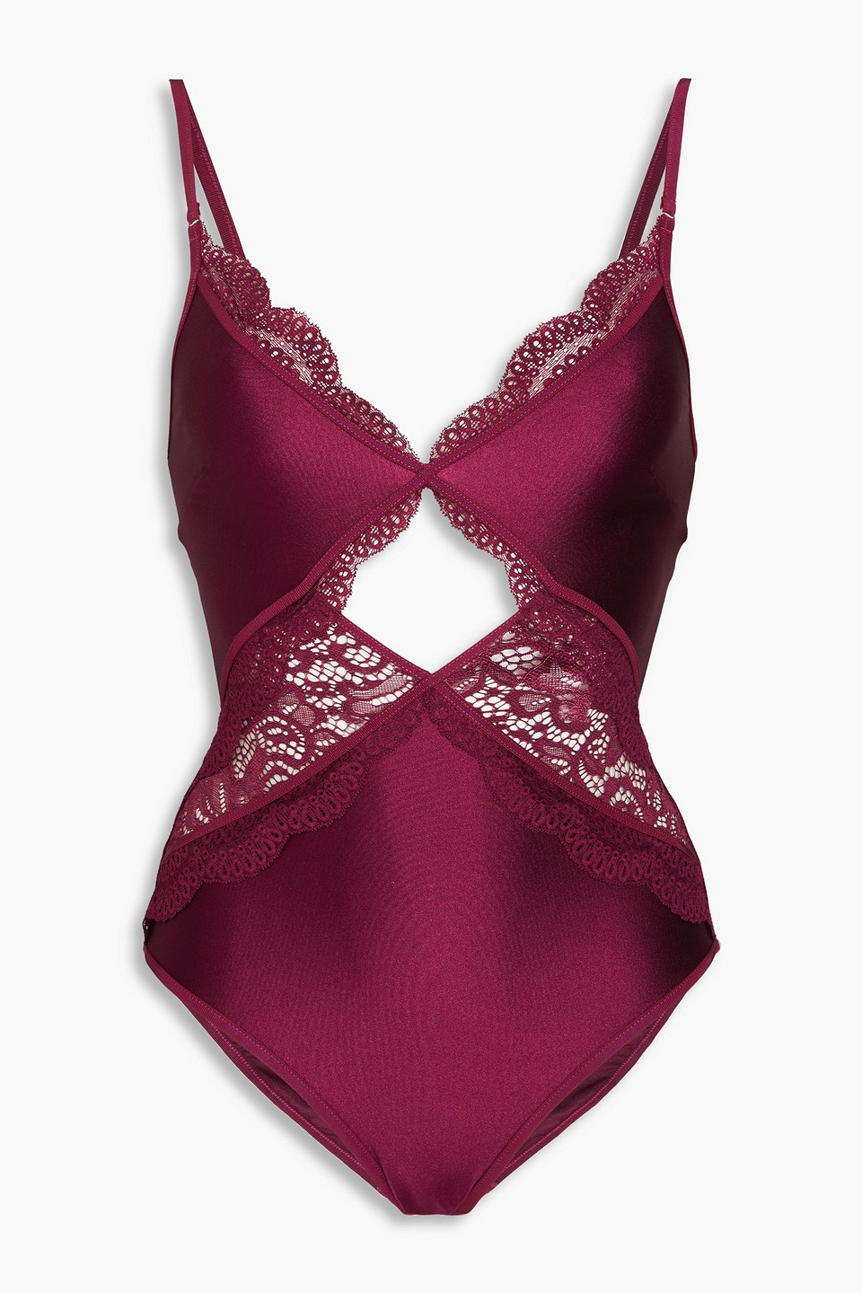Zimmermann Cutout Stretch-lace Swimsuit In Purple