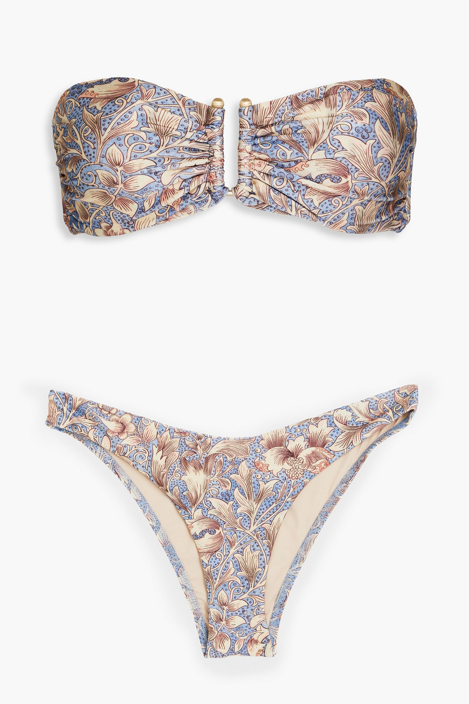 Floral-print bandeau bikini