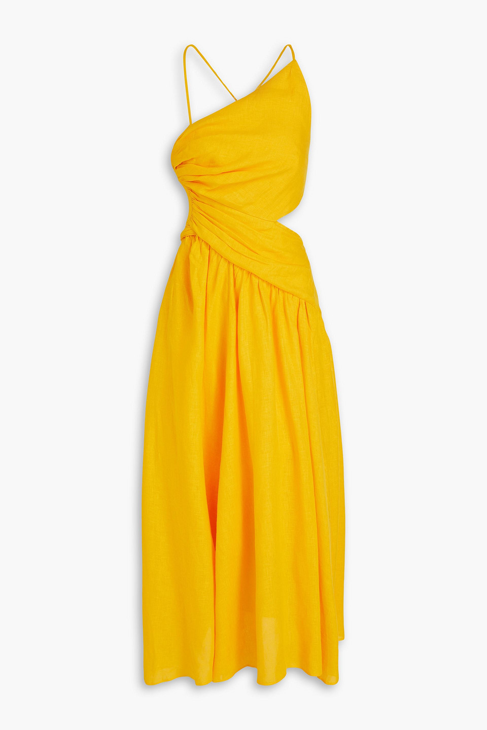 Zimmermann Cutout Linen Midi Dress In Marigold