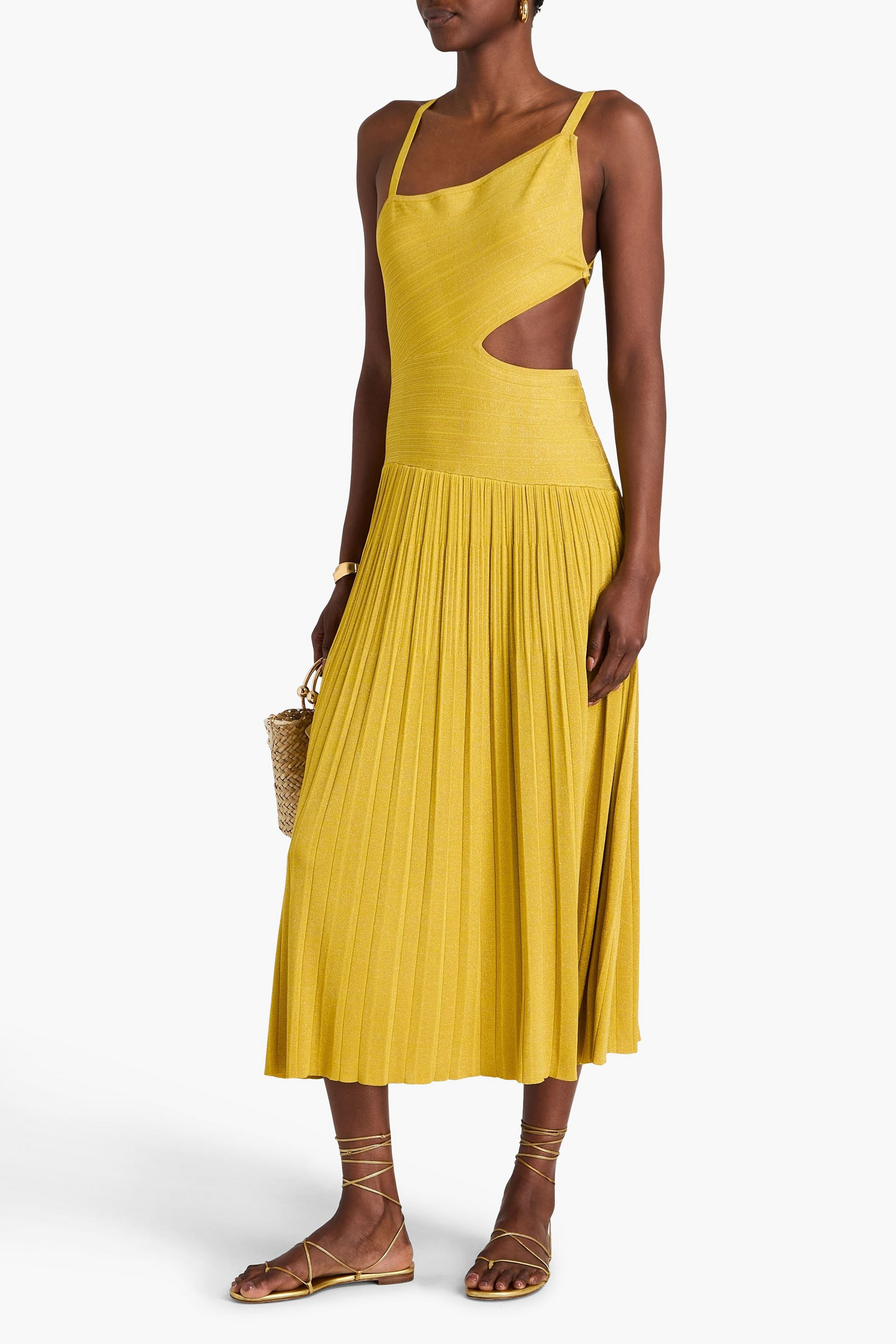 Zimmermann Cutout metallic ribbed-knit midi dress