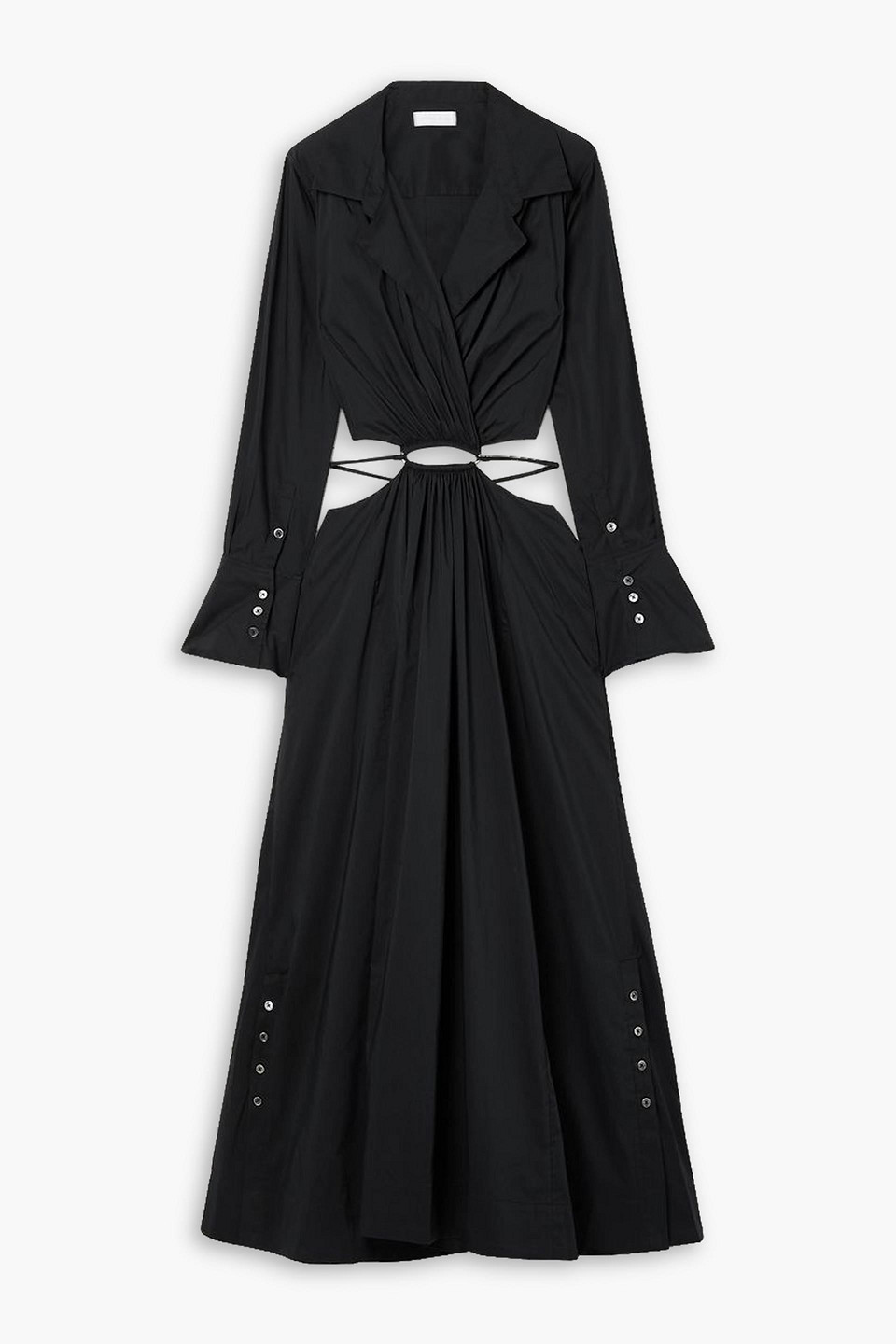 Simkhai Cut-out Maxi Shirtdress In Black