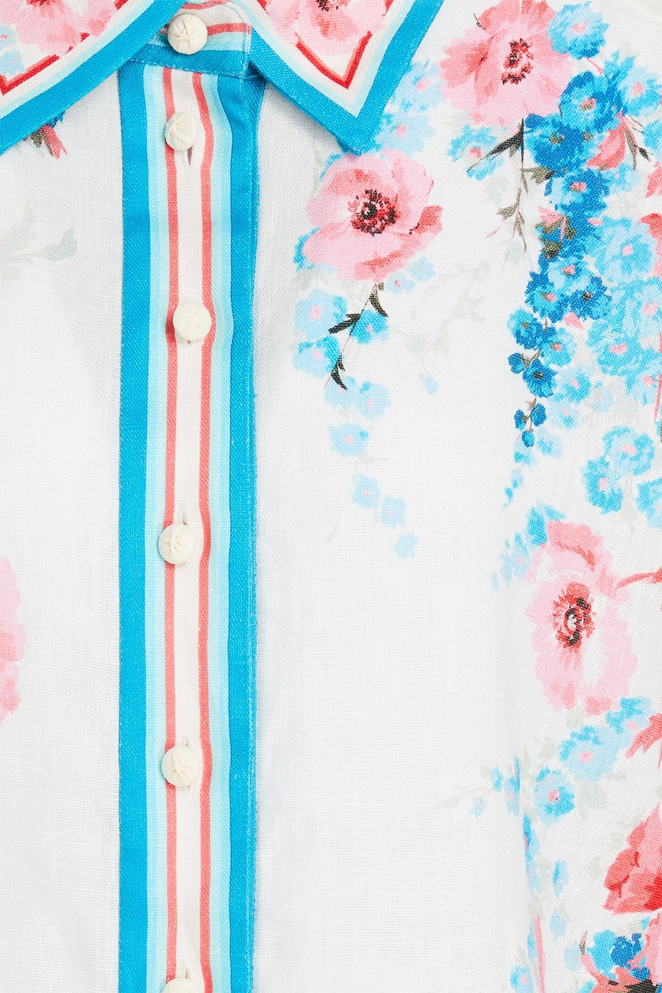 Floral-print linen shirt