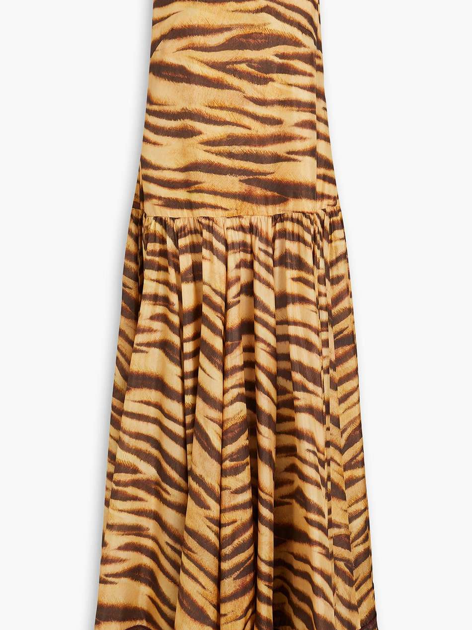tiger-print silk-chiffon midi dress