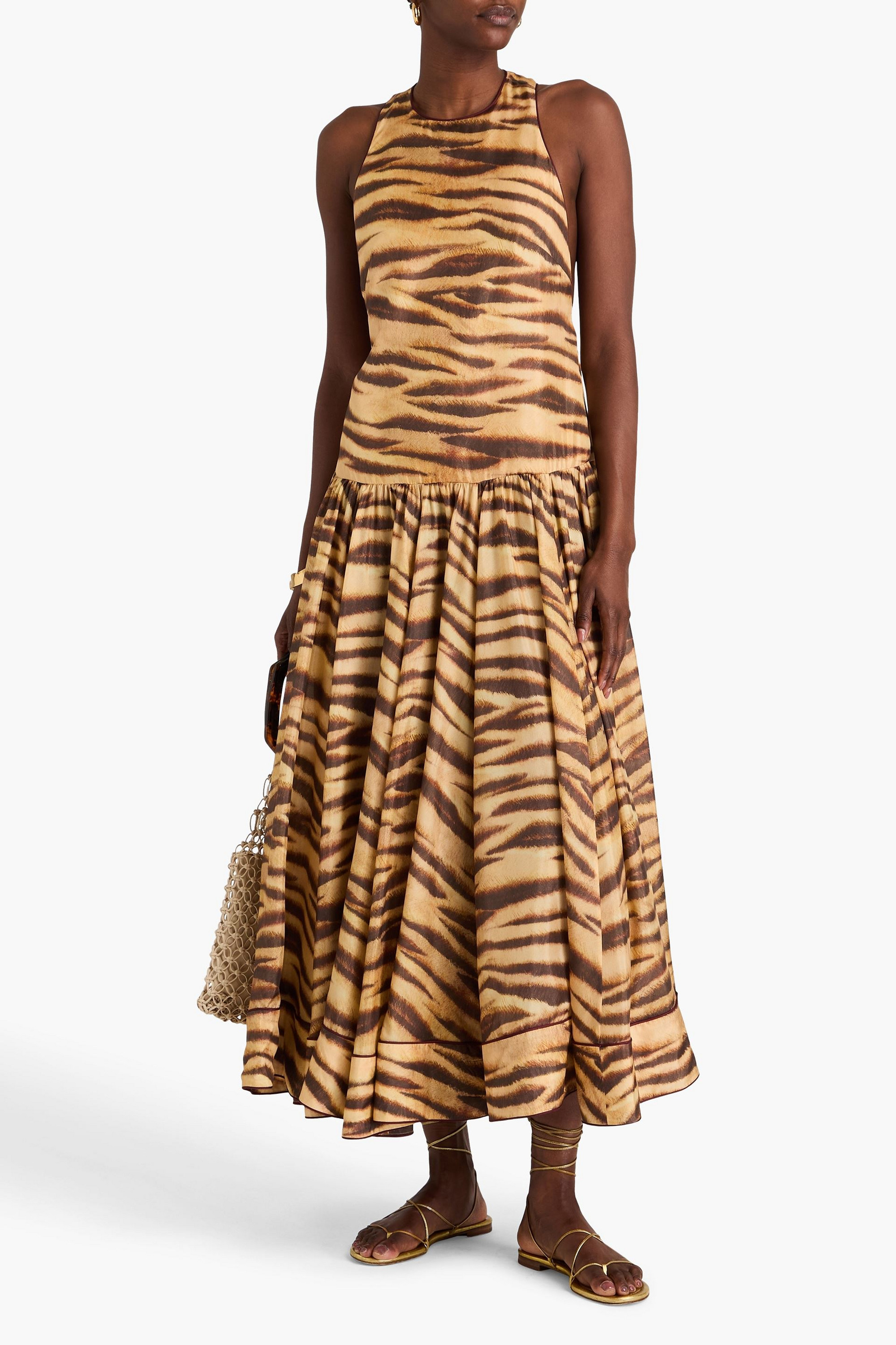 Zimmermann Tiger-print silk-chiffon midi dress