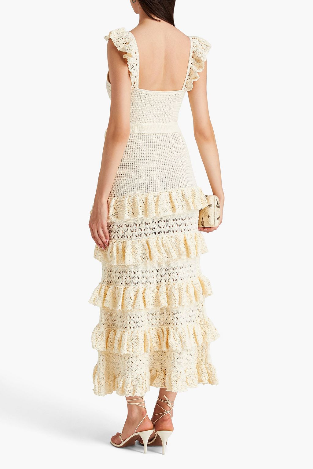 ZIMMERMANN Tiered crocheted cotton maxi dress