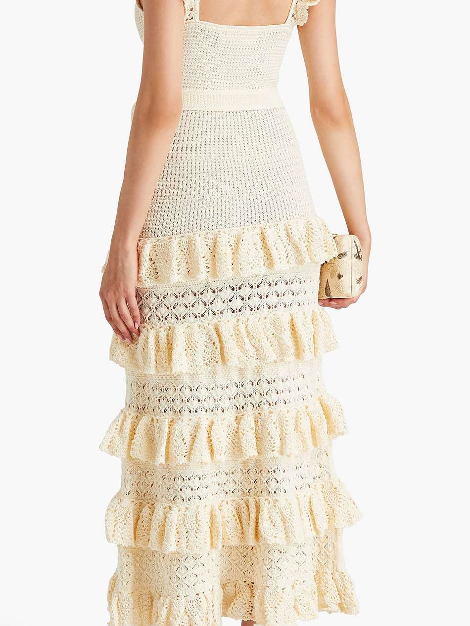 tiered crocheted cotton maxi dress