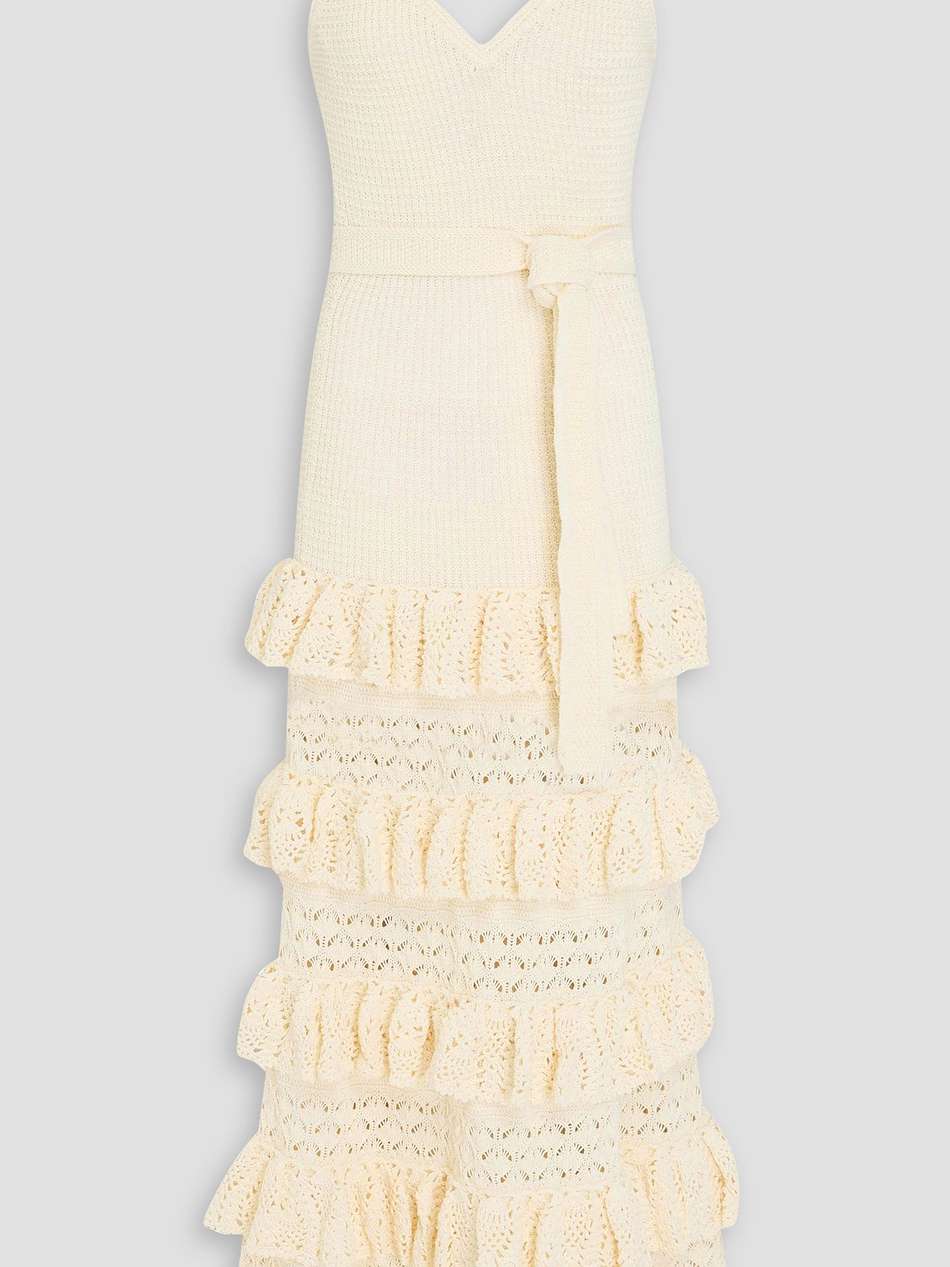 tiered crocheted cotton maxi dress