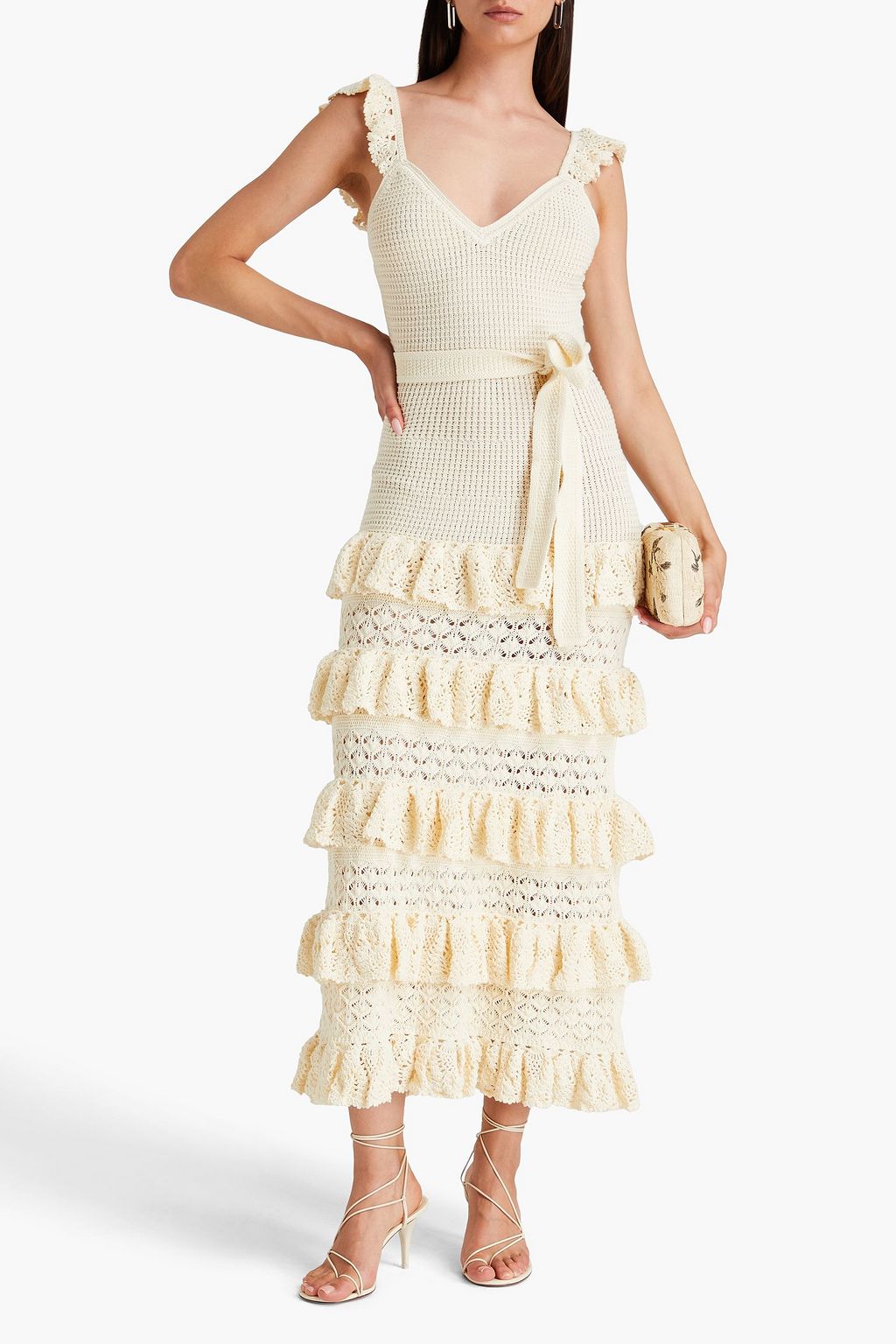 ZIMMERMANN Tiered crocheted cotton maxi dress