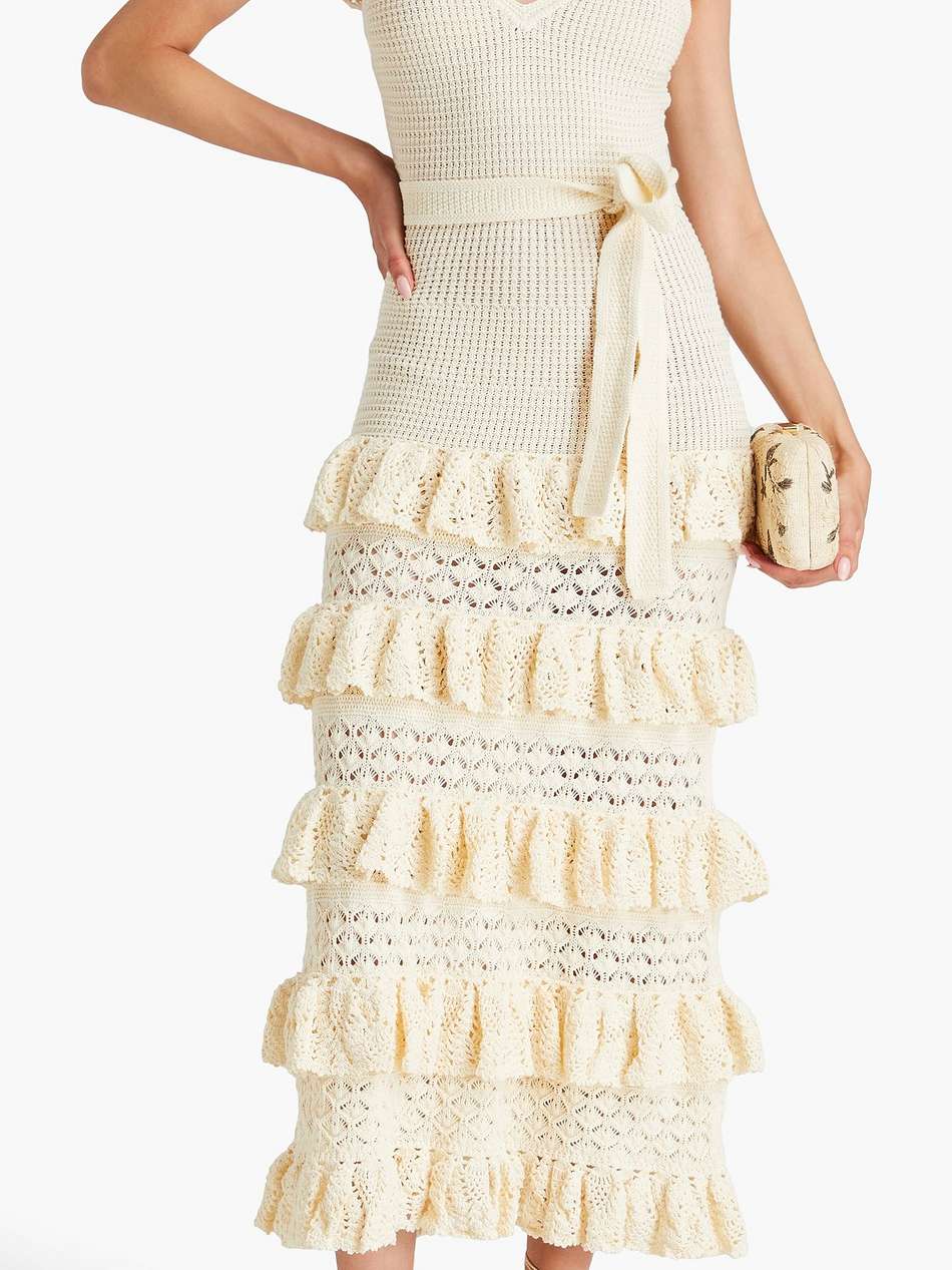 tiered crocheted cotton maxi dress