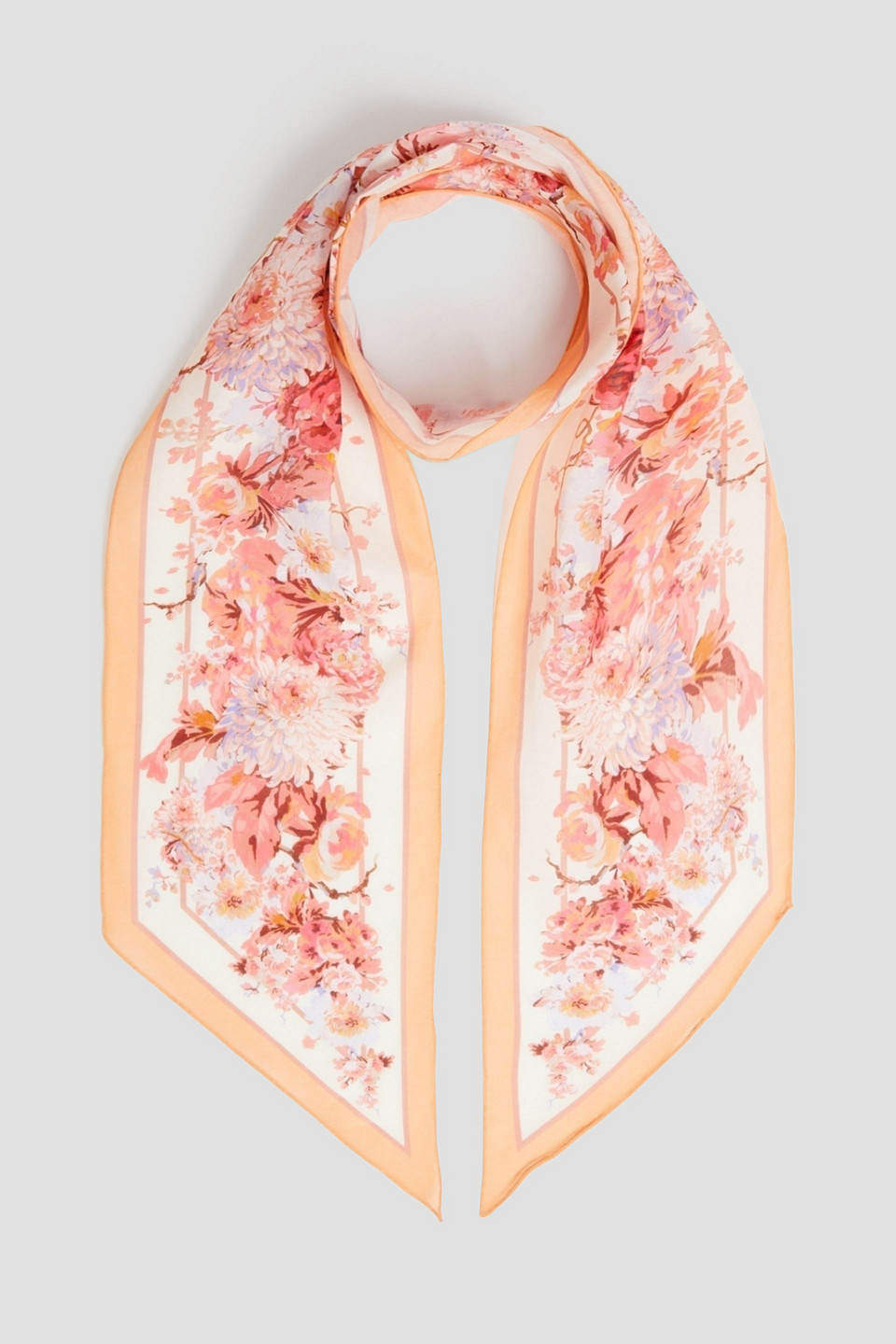 Zimmermann Schal Aus Voile Aus Einer Baumwoll-seidenmischung Mit Floralem Print In Elfenbein