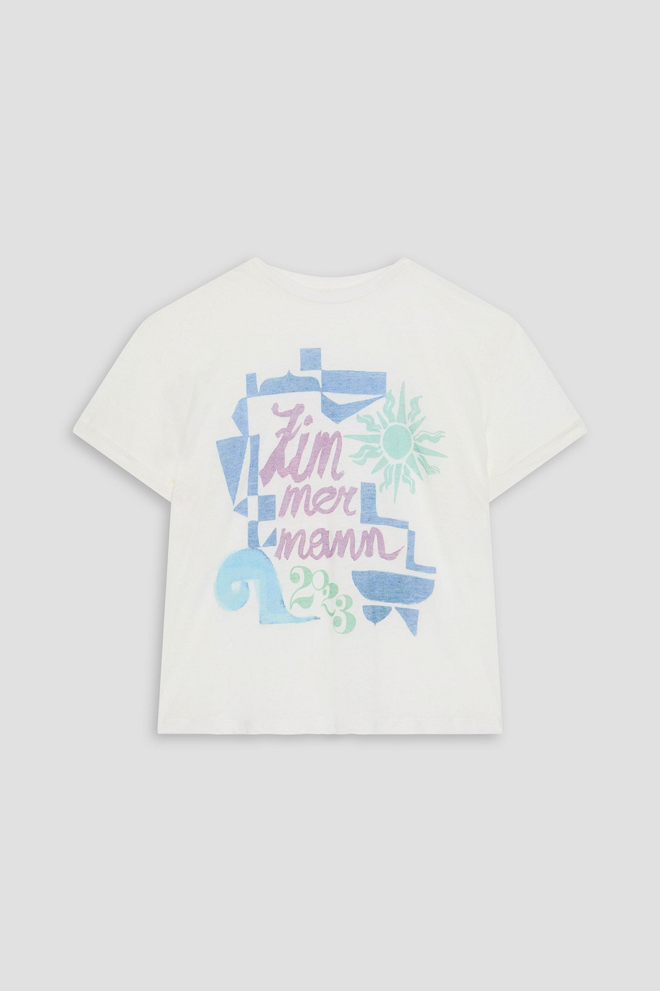 Zimmermann T-shirt Aus Leinen-jersey Mit Print In Elfenbein