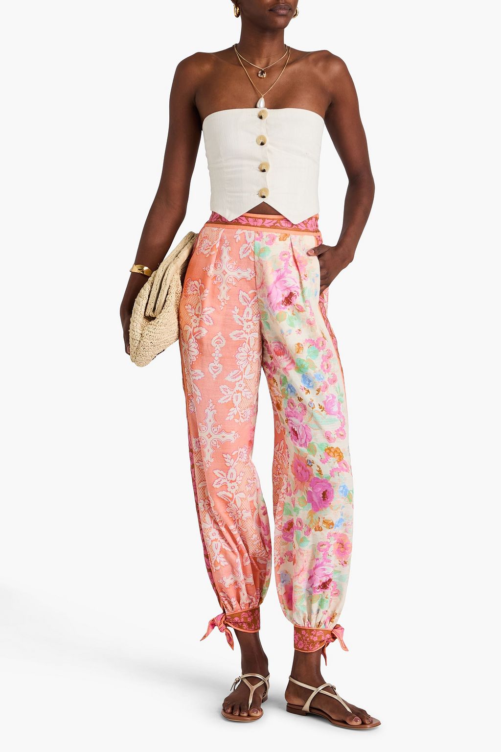 ZIMMERMANN Patchwork cotton-gauze tapered pants