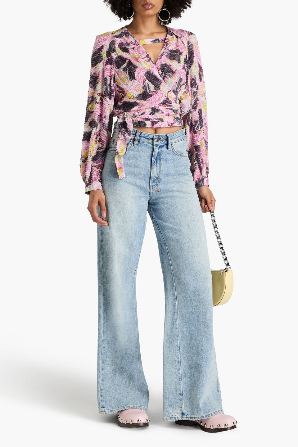  Iro - Freddi Cropped Wickeloberteil Aus Satin Mit Fil Coupé - Pink - Fr 34 