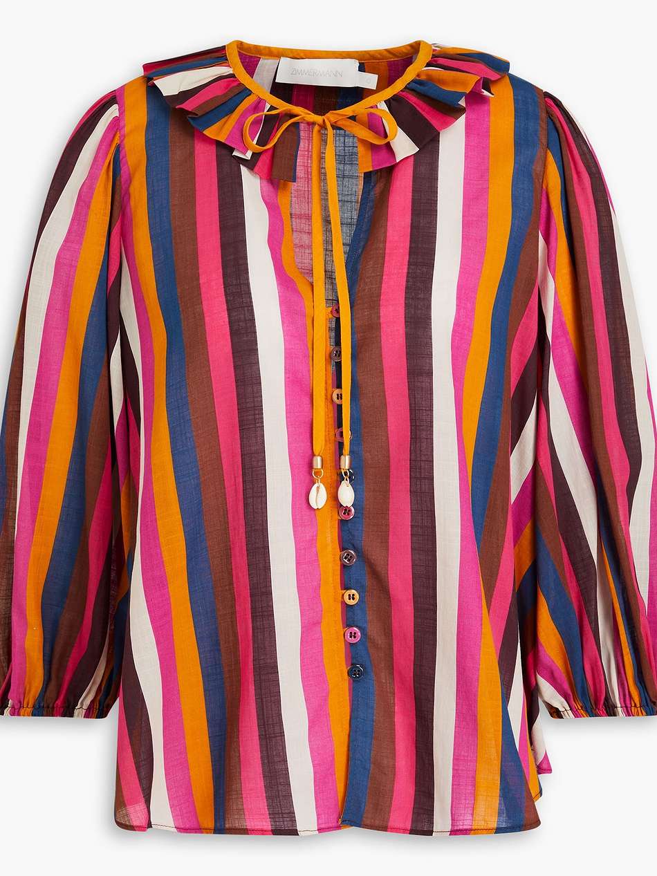 striped cotton-voile blouse