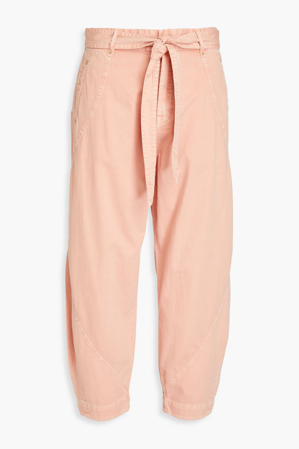 Zimmermann Cropped High-rise Tapered Jeans In Peach