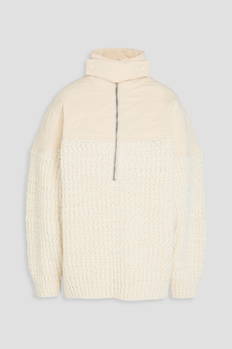 Iro Shell Paneled Ribbed-knit Half-zip Jumper In Neutral