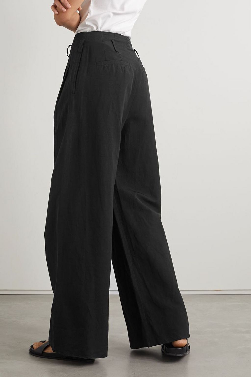 ULLA JOHNSON 파스칼 플리츠 슬러브 코튼 혼방 와이드 팬츠