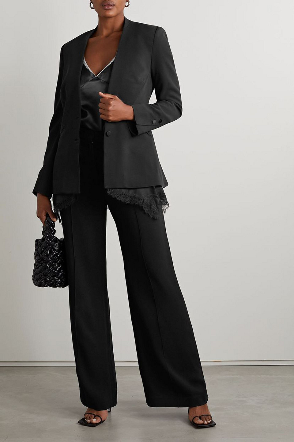 Simkhai Allie Crepe Combo Basque Jacket In Black