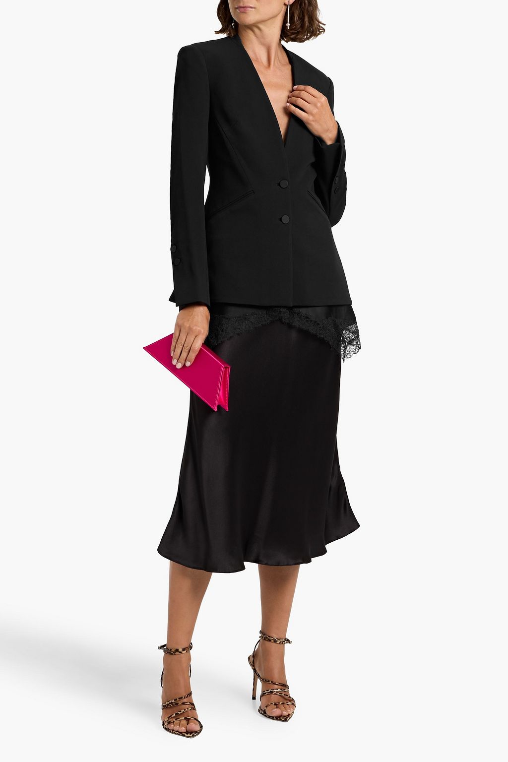 SIMKHAI Allie lace-trimmed crepe blazer