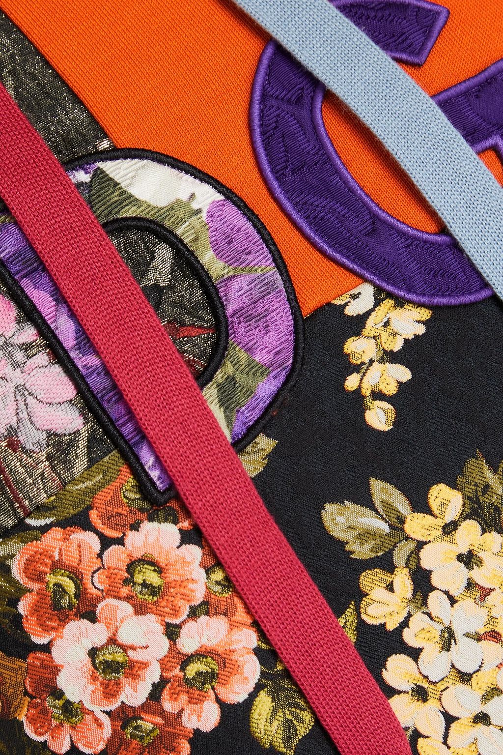 DOLCE&GABBANA كنزة هودي بروكيد بطبعة الأزهار وبلون معدني