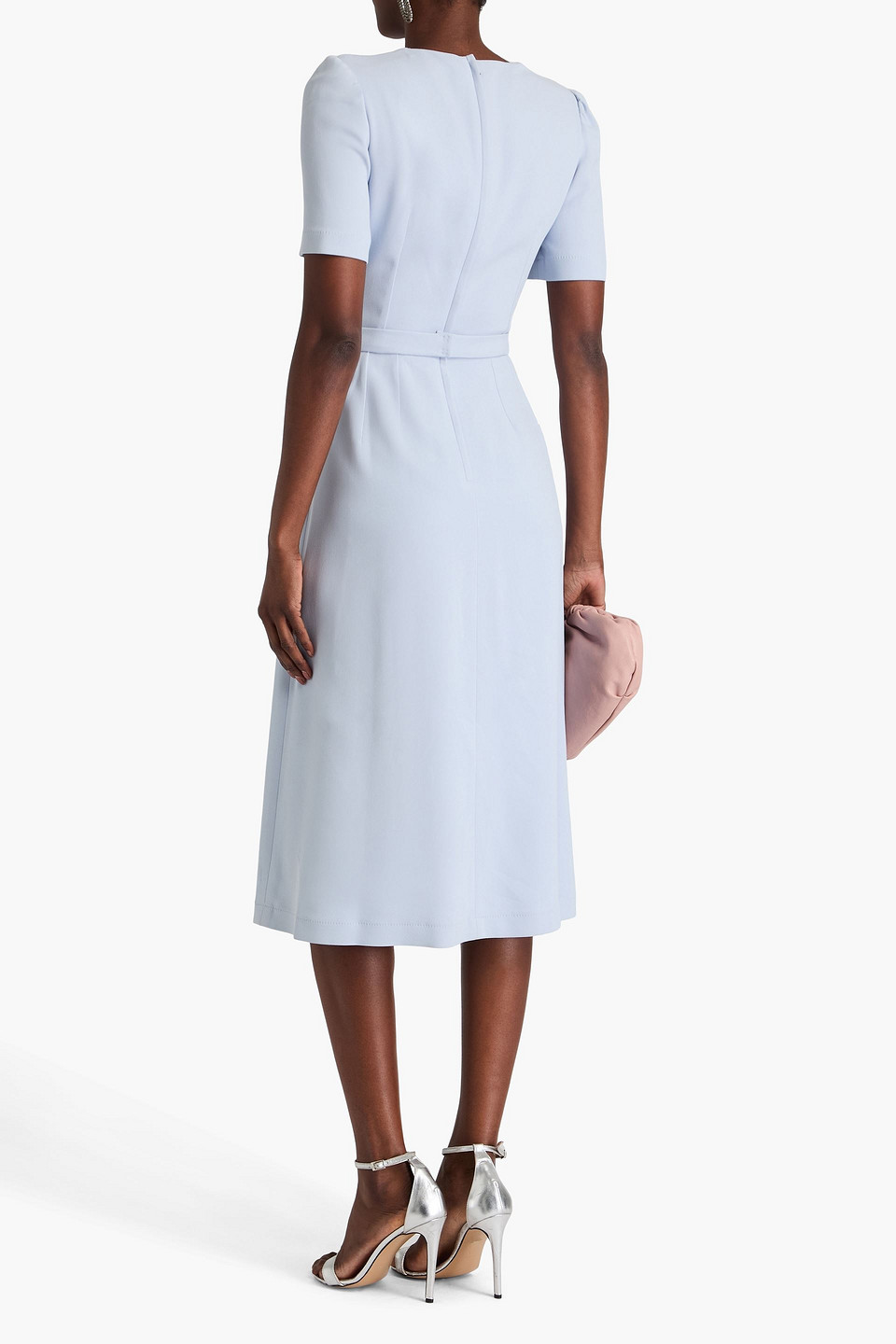 Dolce & Gabbana Floral-appliquéd Crepe Midi Dress In Himmelblau