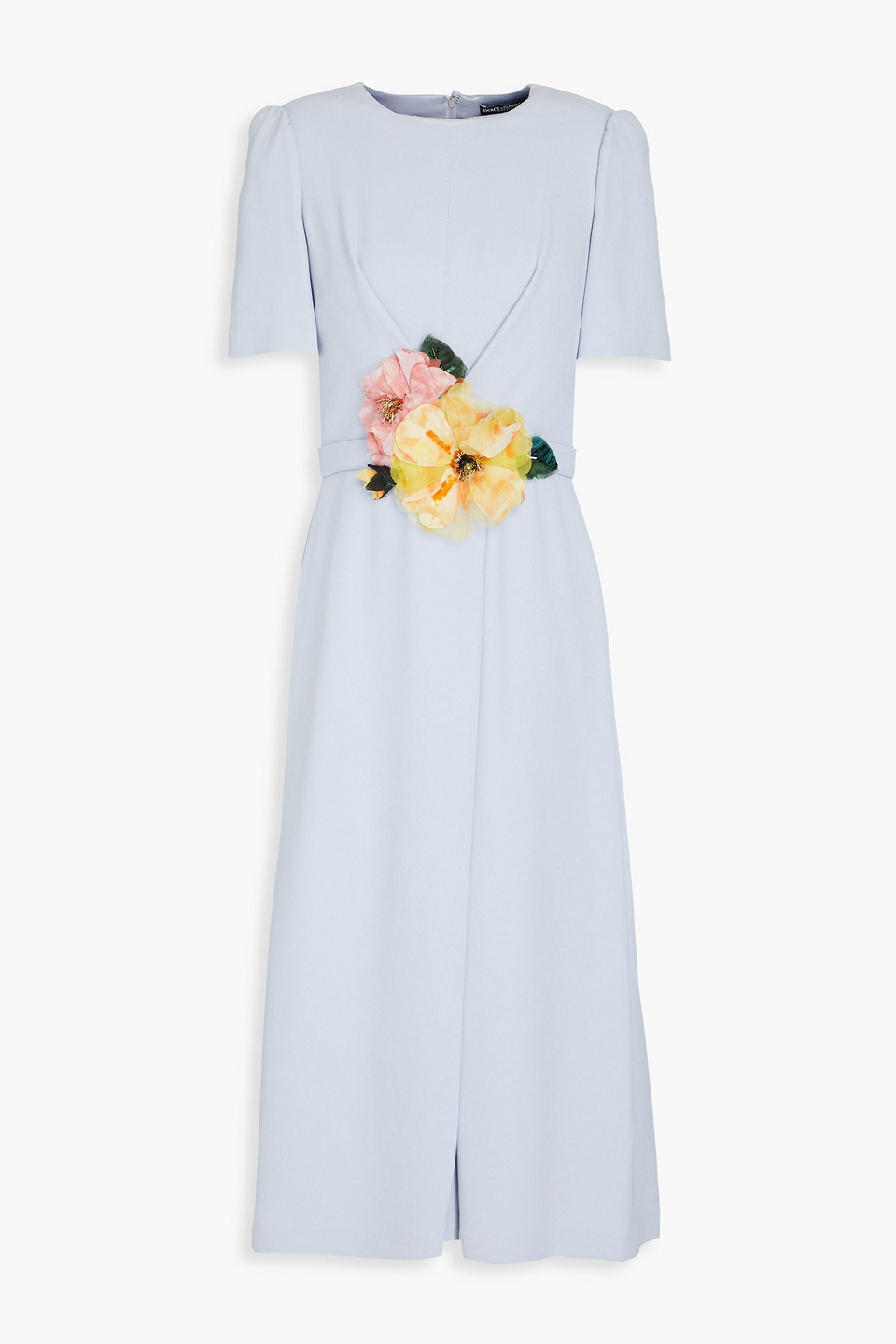 Dolce & Gabbana Floral-appliquéd Crepe Midi Dress In Himmelblau