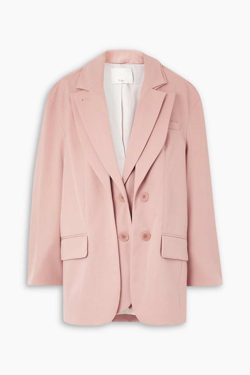 Tibi Layer Liam Wool-blend Blazer In Baby Pink