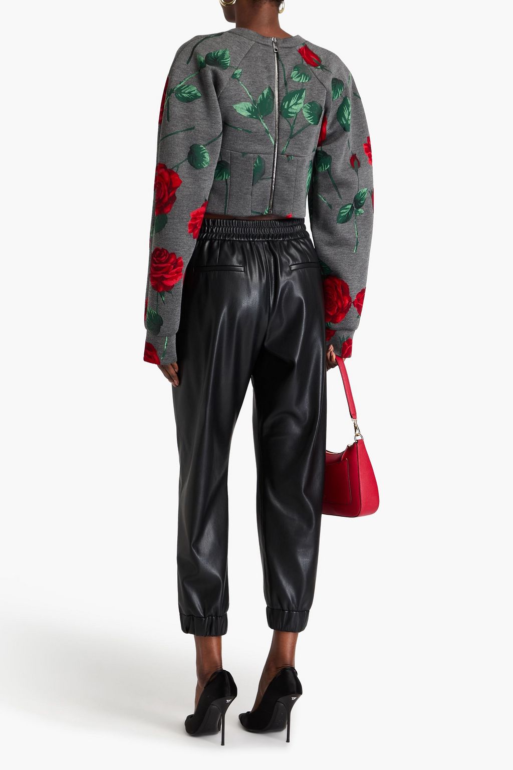 DOLCE&GABBANA سويت شيرت من النيوبرين بطبعة الأزهار وبنقشات بارزة