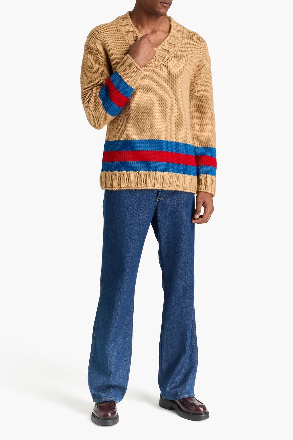 GUCCI كنزة رياضية مخططة مصنوعة من مزيج الصوف