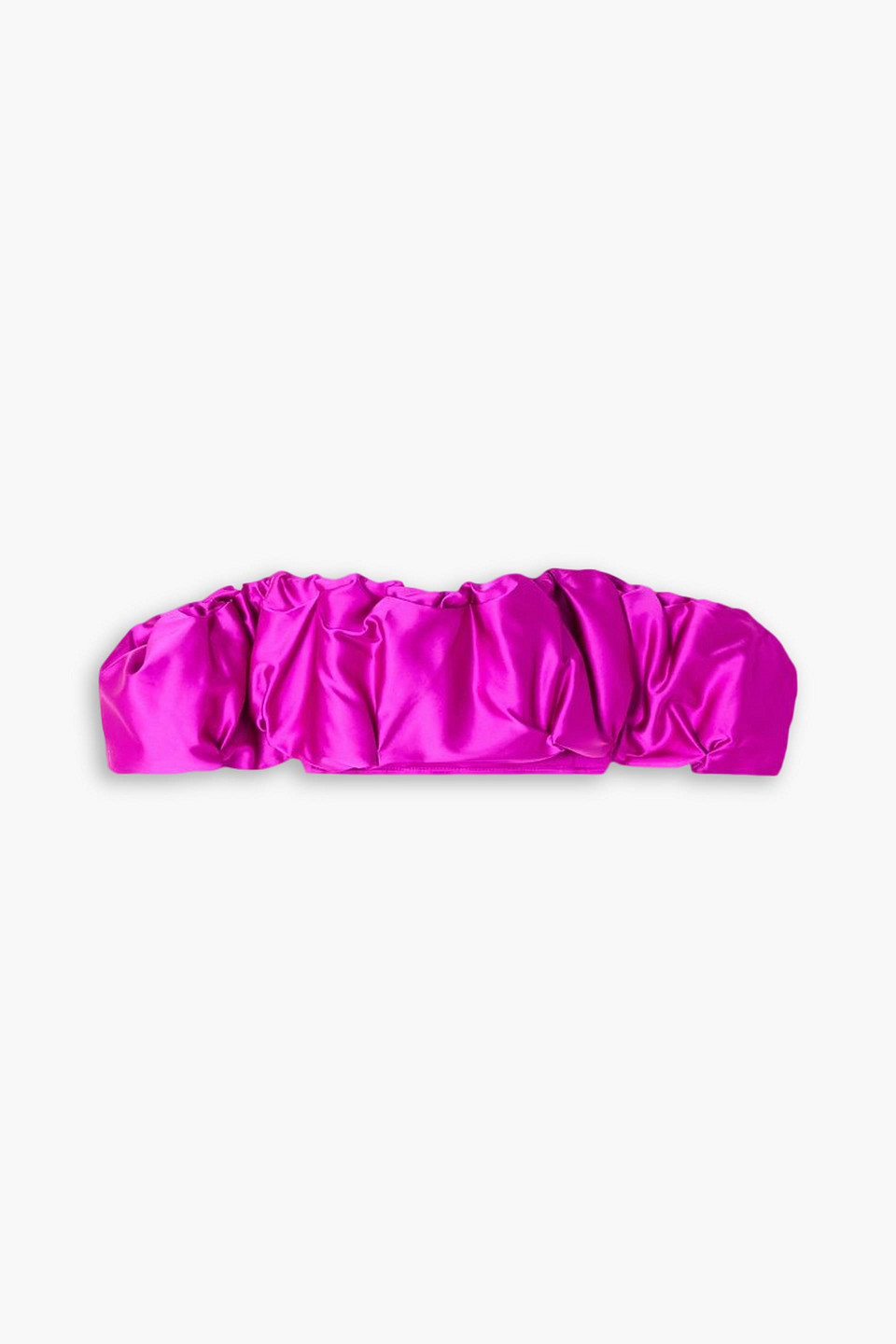 Simkhai Leonora Cropped Gathered Taffeta Top In Fuchsia