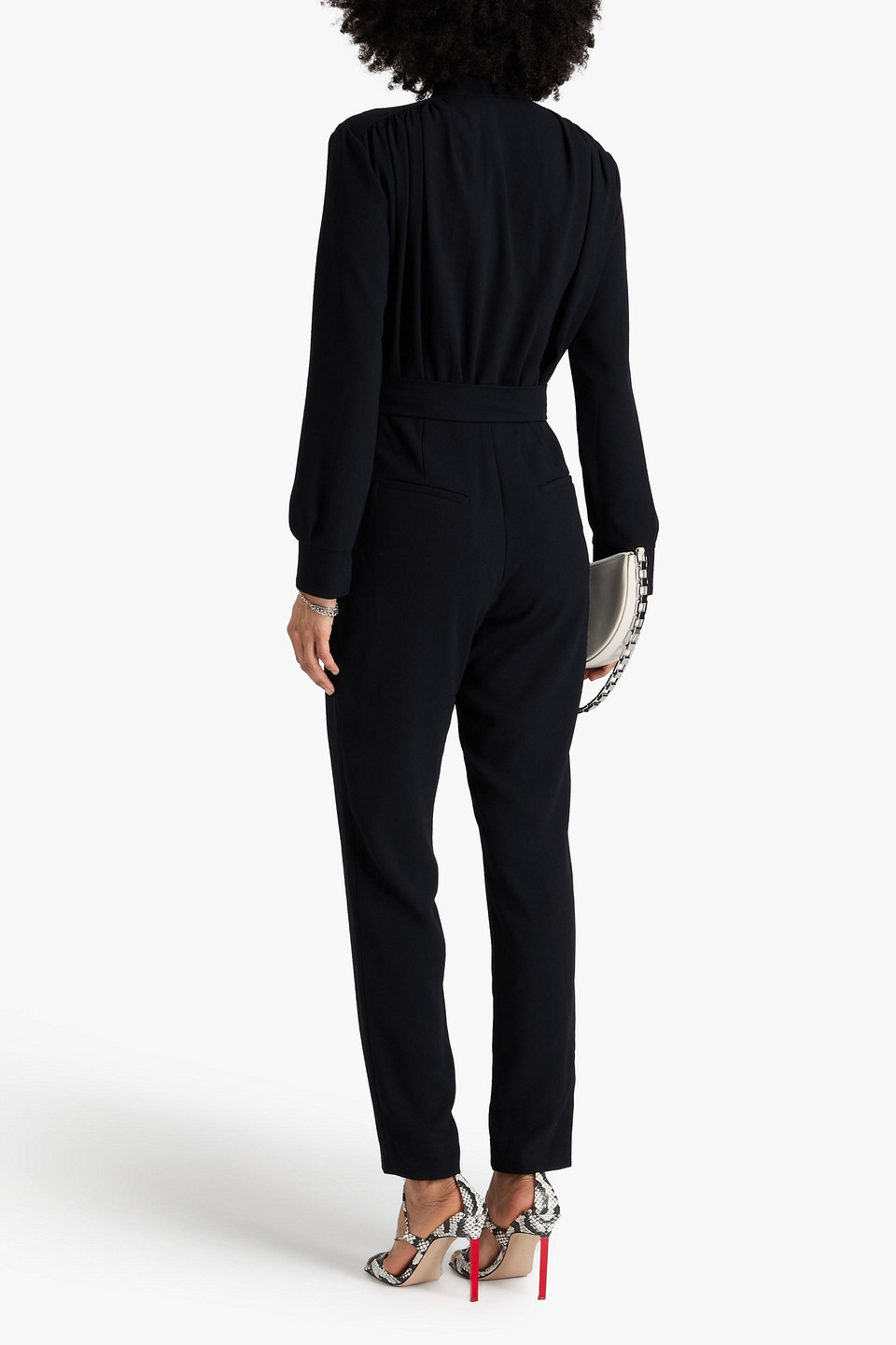 Shop Iro Katija Belted Crepe Jumpsuit In Black