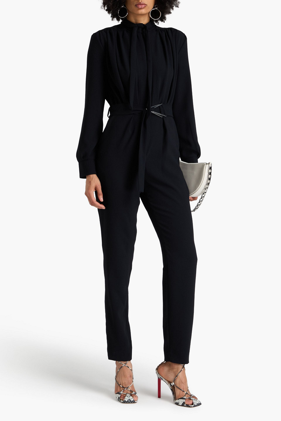 Shop Iro Katija Belted Crepe Jumpsuit In Black