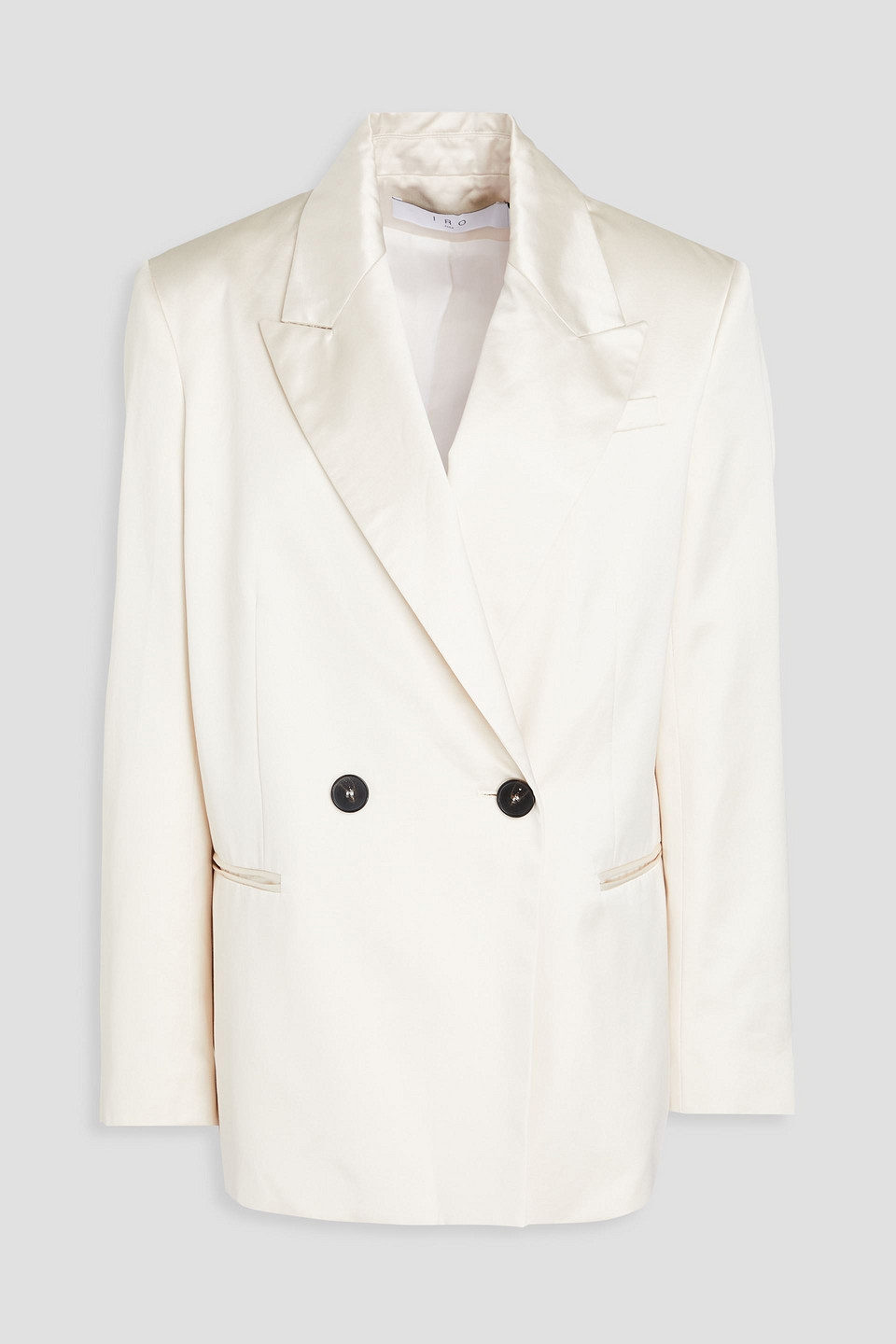 Iro Beatrice Double-breasted Cotton-blend Satin Blazer In White