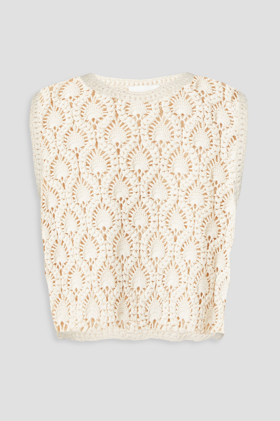 Zimmermann Cropped Crochet-knit Cotton Tank In Neutral