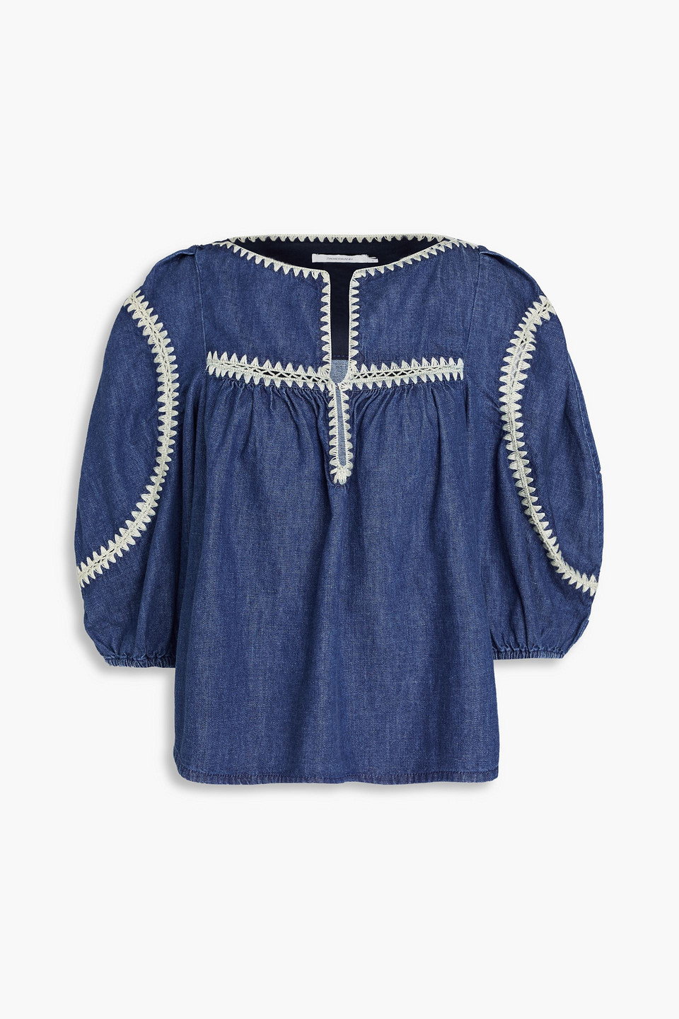 Zimmermann Oberteil Aus Denim Mit Stickereien In Dunkelblauer Denim
