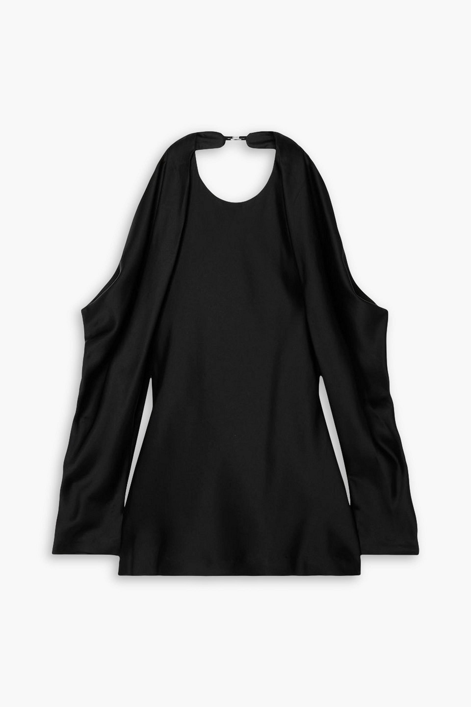 Simkhai Marisa Cold-shoulder Open-back Satin Top In Black