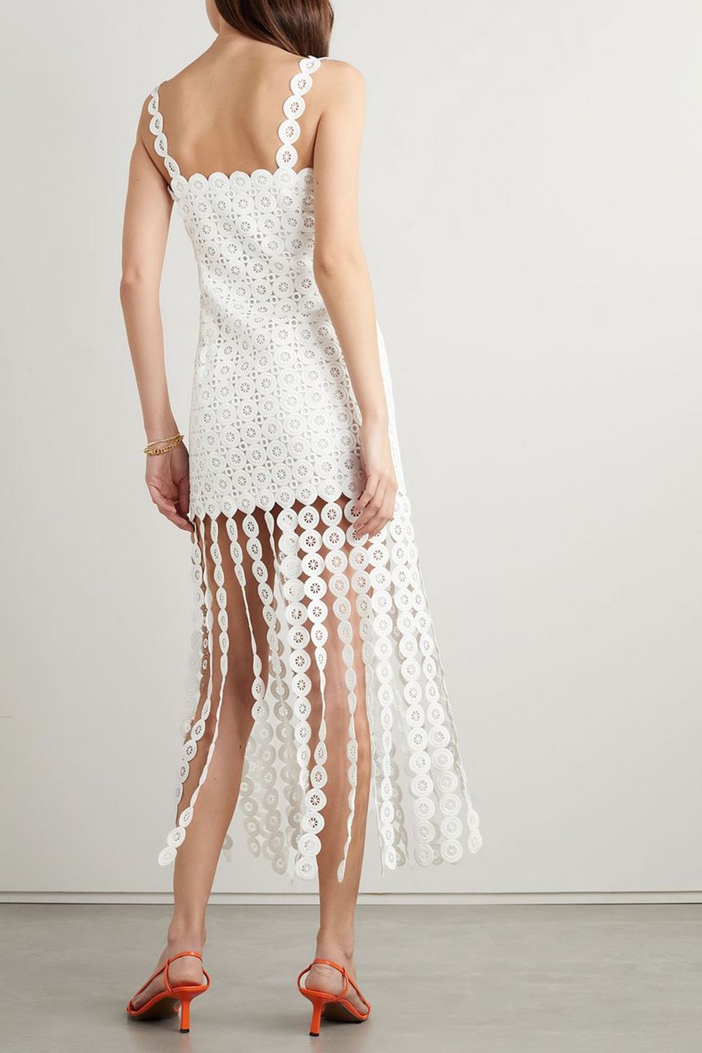 SIMKHAI Jaycee fringed crochet knit-effect mesh dress