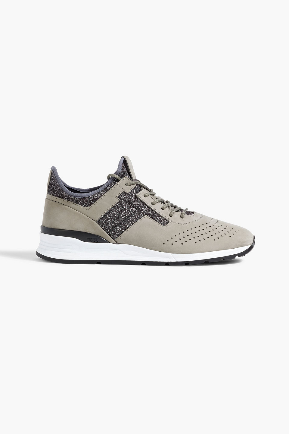 Nubuck and stretch-knit sneakers