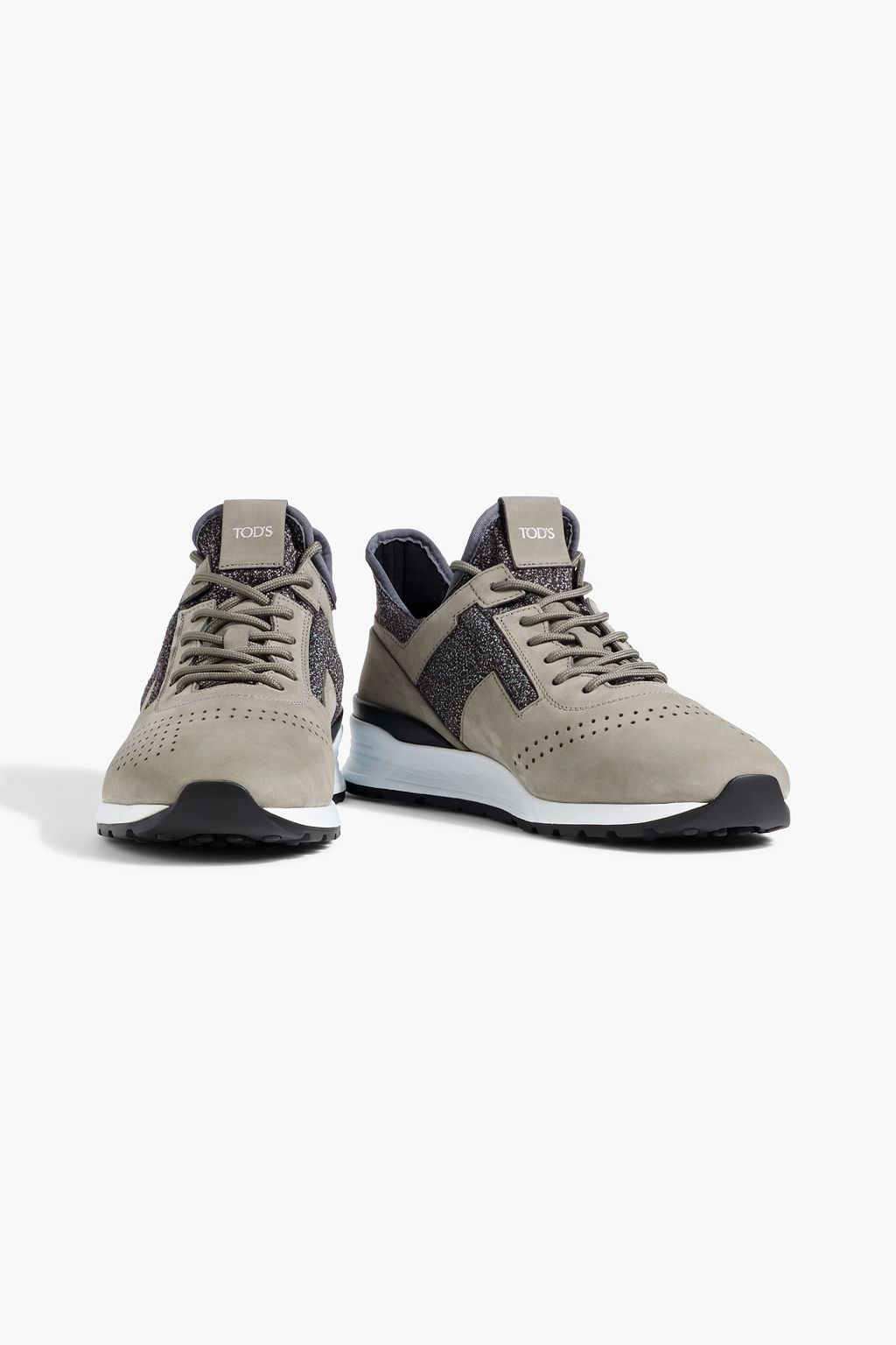 TOD'S Nubuck and stretch-knit sneakers