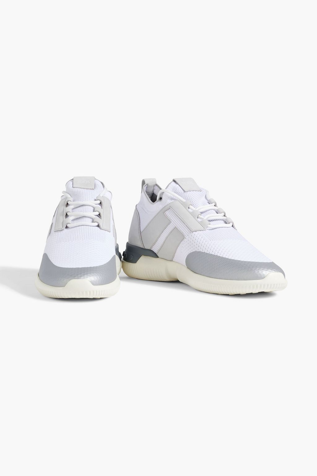TOD'S Leather and stretch-knit sneakers
