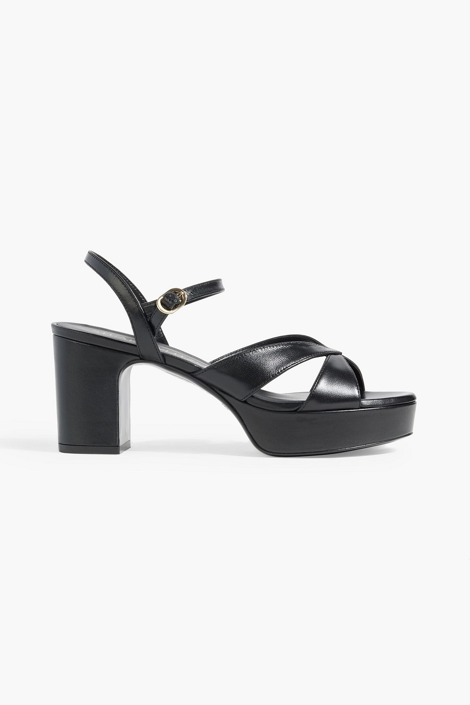 Stuart Weitzman Carmen Leather Platform Sandals In Black
