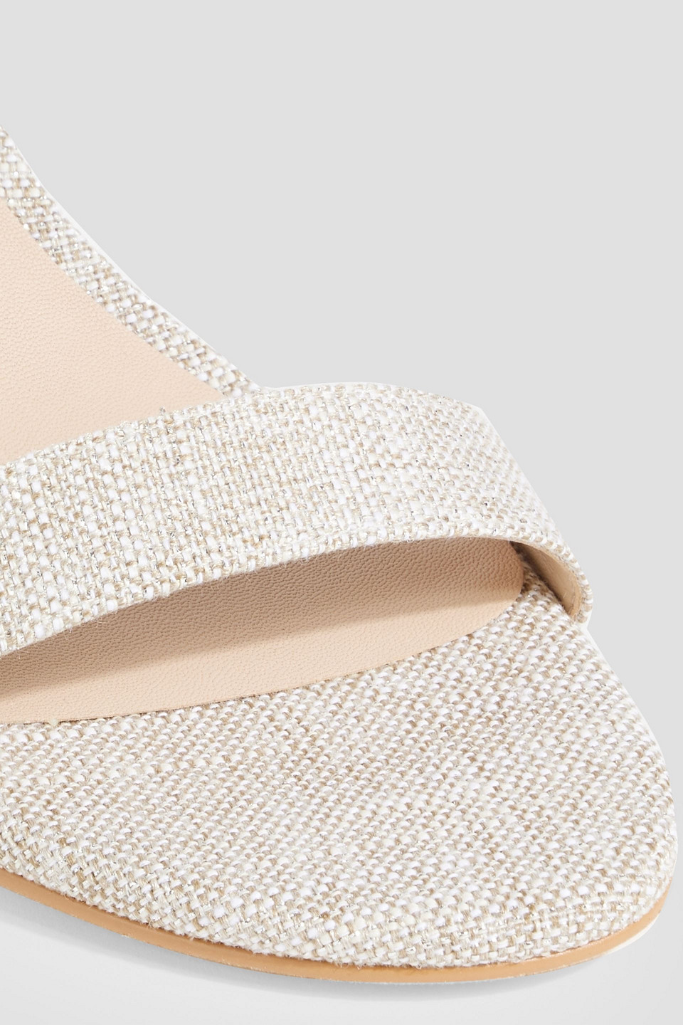 STUART WEITZMAN DANCER 75 LEATHER CANVAS SANDALS