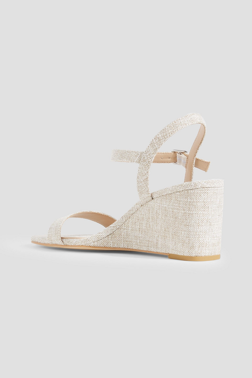 STUART WEITZMAN DANCER 75 LEATHER CANVAS SANDALS