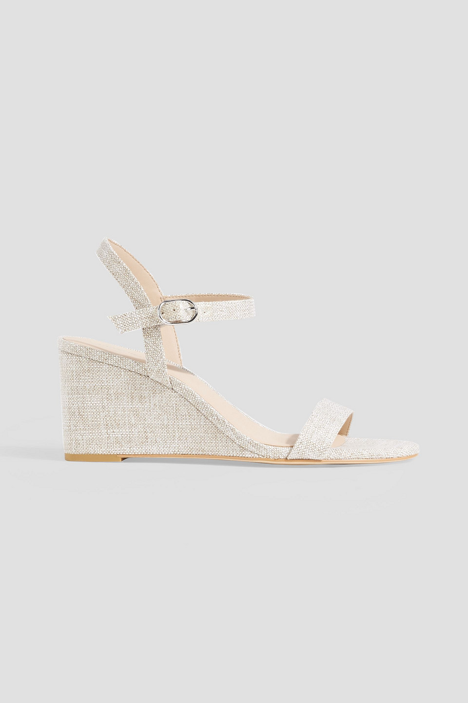 STUART WEITZMAN DANCER 75 LEATHER CANVAS SANDALS