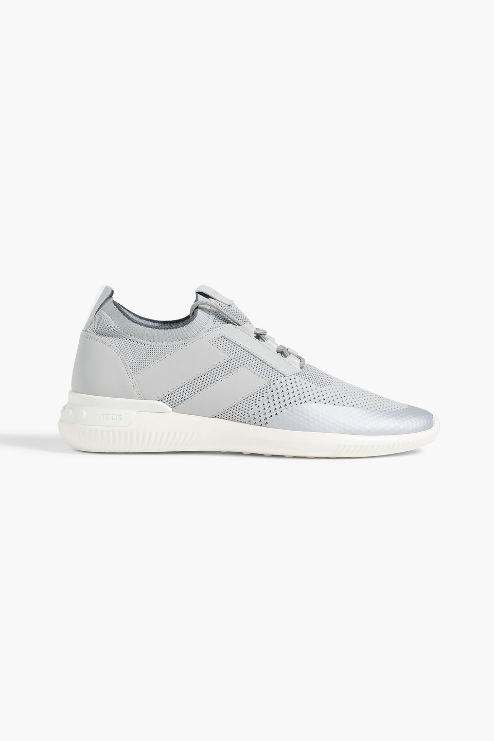 Leather and stretch-knit sneakers