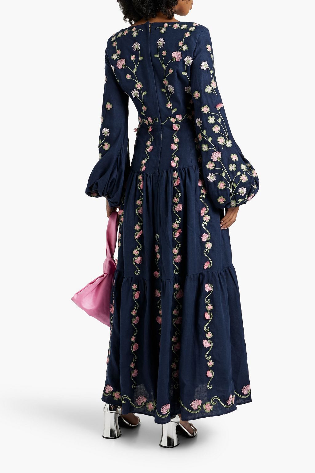 AGUA BY AGUA BENDITA Siena Trebol embroidered tiered linen maxi dress