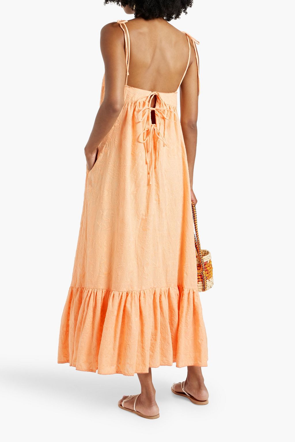 AGUA BY AGUA BENDITA Embroidered linen midi dress