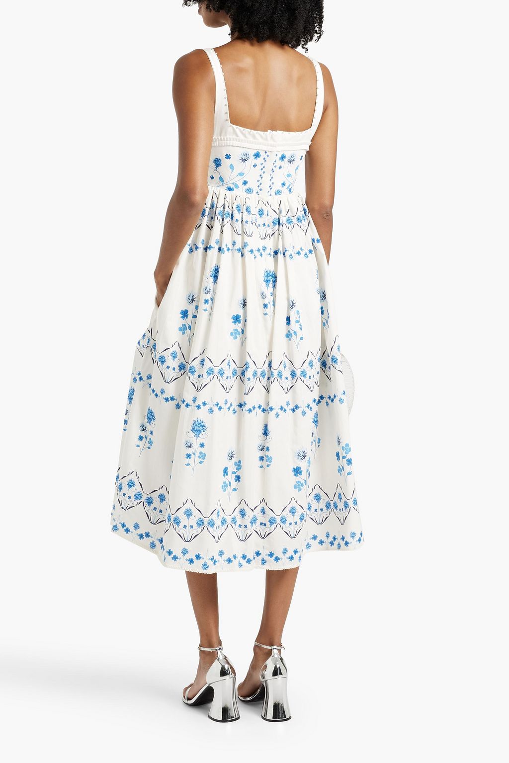 AGUA BY AGUA BENDITA Barbara Ventura embellished floral-print cotton midi dress