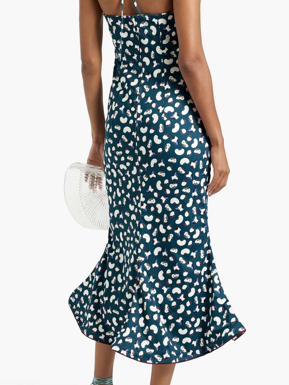 ati  cosecha fluted printed cotton-blend halterneck midi dress